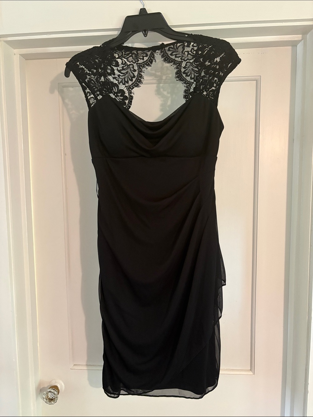 Xscape Black Lace-Cap Midi Dress